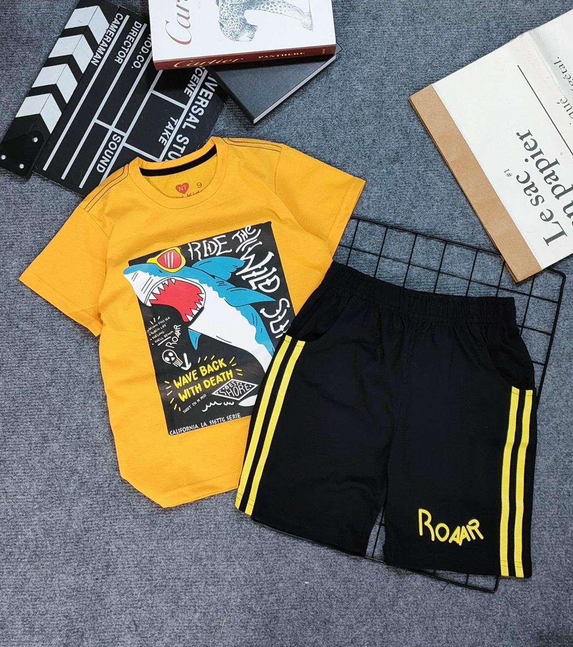 40-65kg) Bộ thun coton xuất cho bé trai đại cồ, vải đẹp, hàng sẵn, y hình (1055)