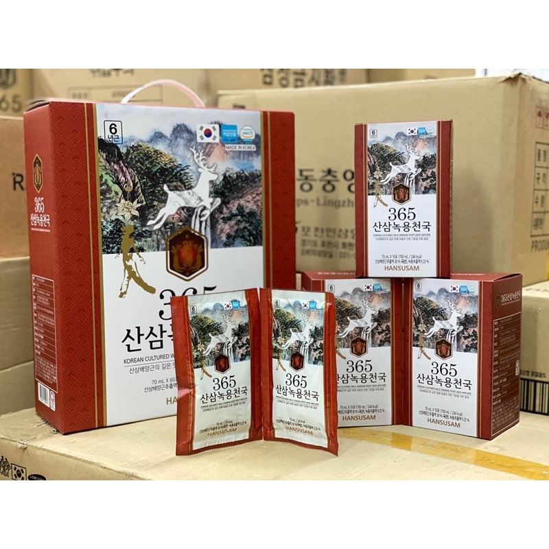 Nước Chiết Xuất Nhung - Hồng Sâm Núi 365 (Hộp 30 Gói X 50ml)