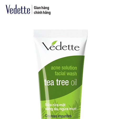 Sữa rửa mặt sáng da, ngừa mụn Vedette tinh dầu tràm trà (Tea Tree Oil) 100ml SRMM-TT-TT0100