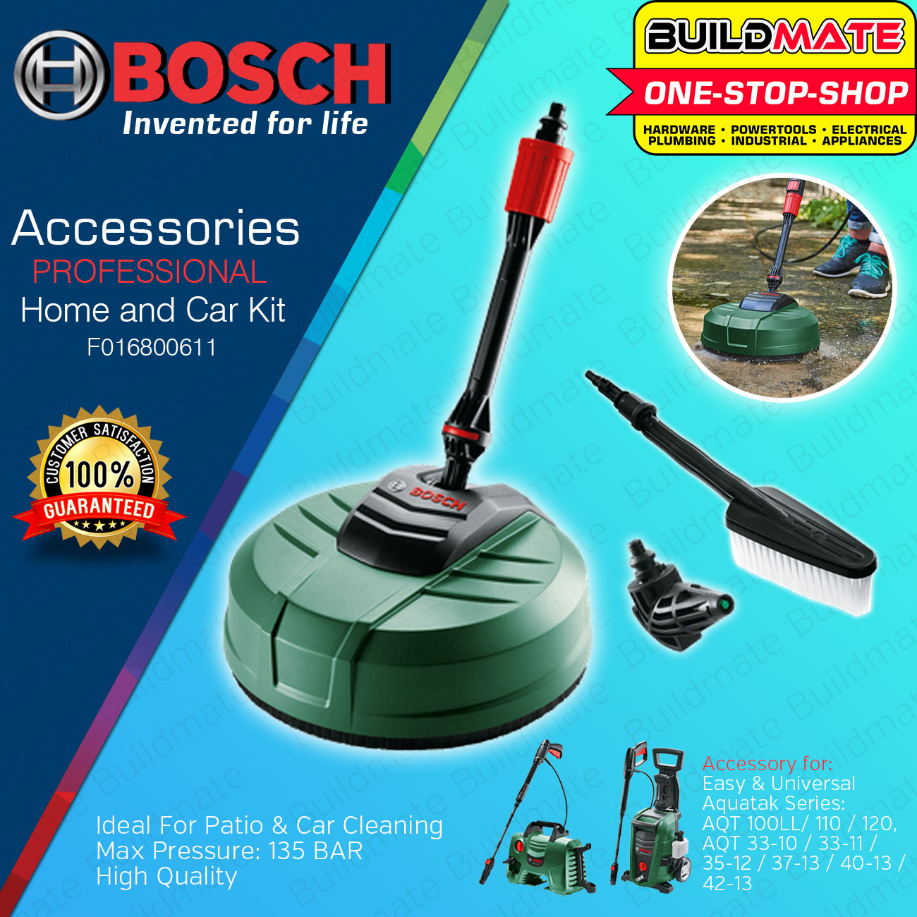 BOSCH Professional Home And Car Kit Nozzle Brush Aquasurf 250 Patio