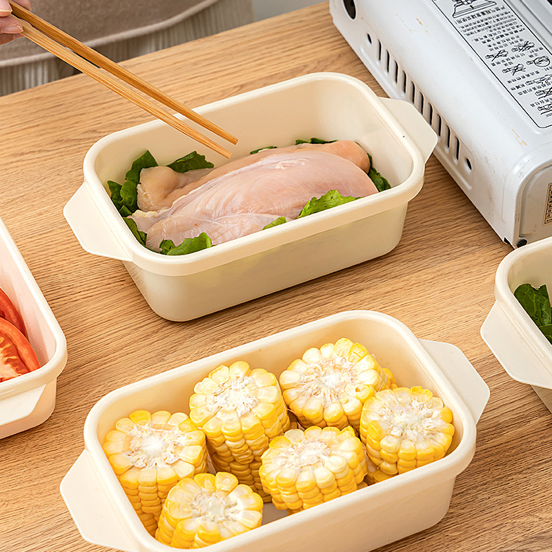 Thickened transparent sealed crisper box, rectangular freezer storage box, plastic microwavable food grade storage box