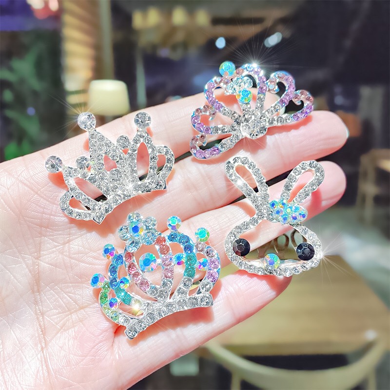 Cài tóc vương miện đính hạt lấp lánh cho bé