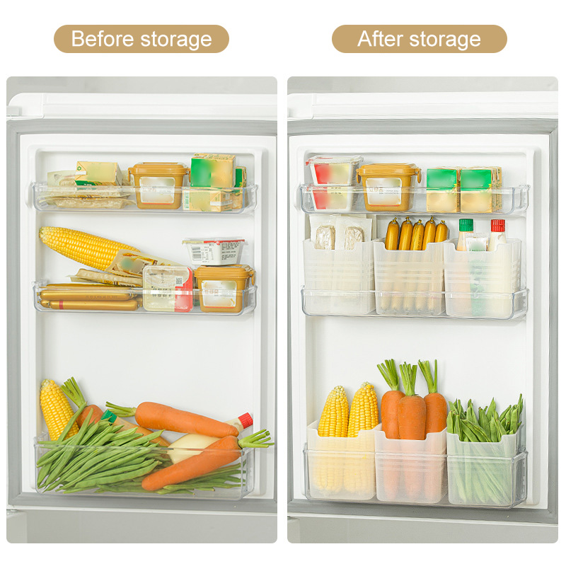 Refrigerator Organizer Box, Kitchen Refrigerator Side Door Food Classification Storage Box, Space Saving