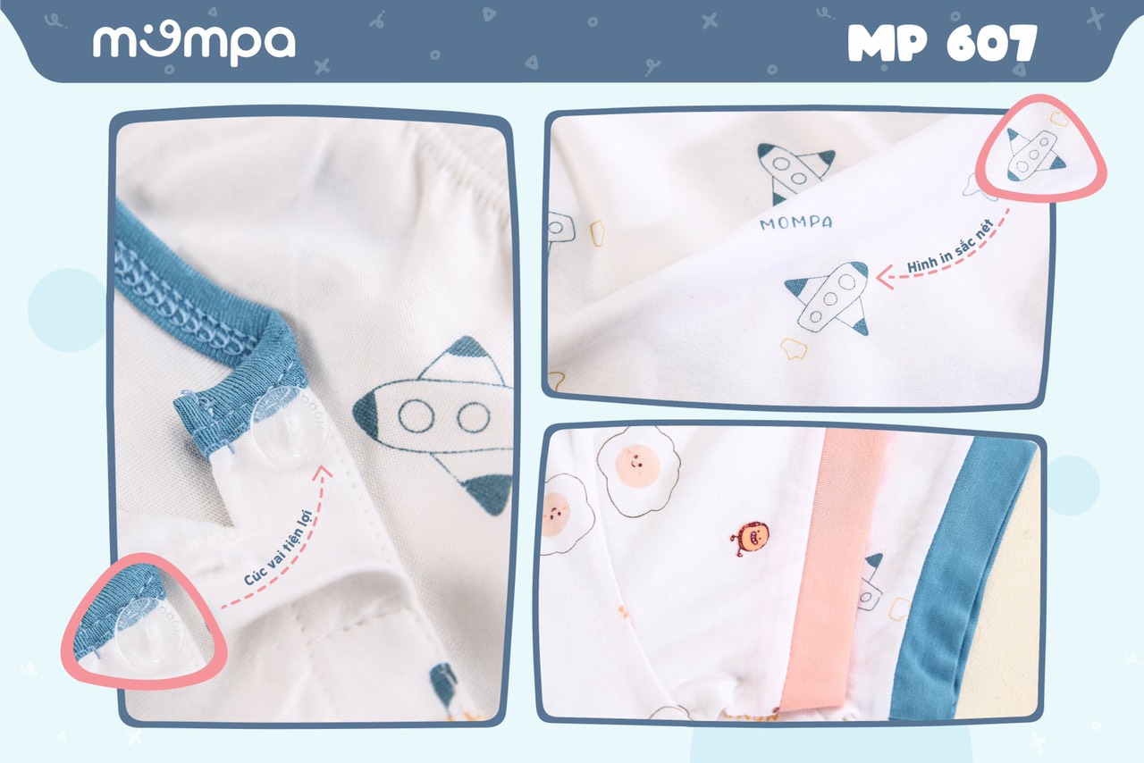Bộ cộc tay cotton họa tiết trẻ em Mompa