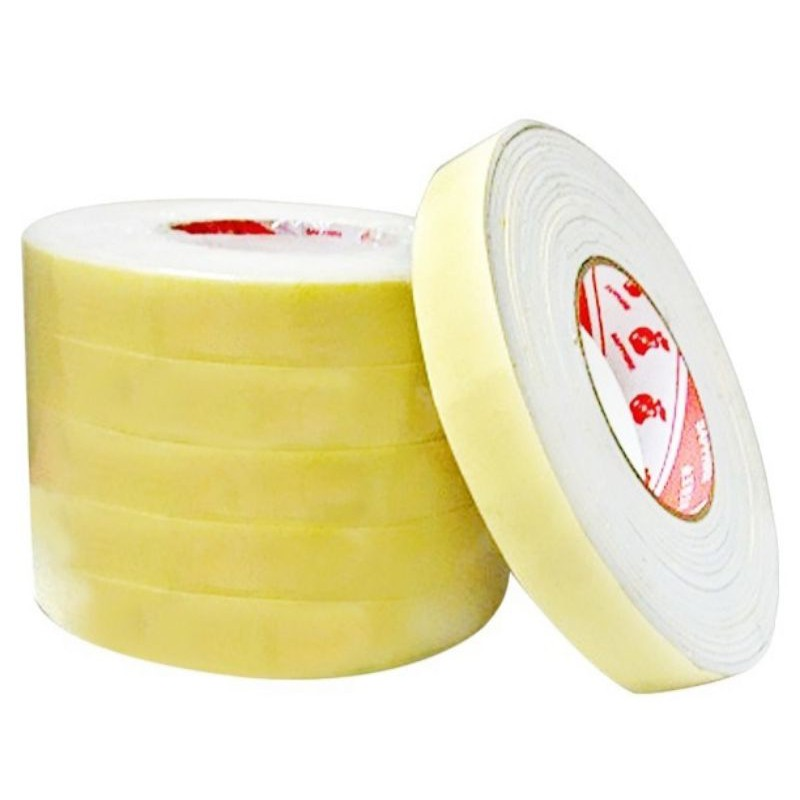 Băng keo Mousse xốp 1 mặt / 2 mặt vàng 2.4cm (2F4)