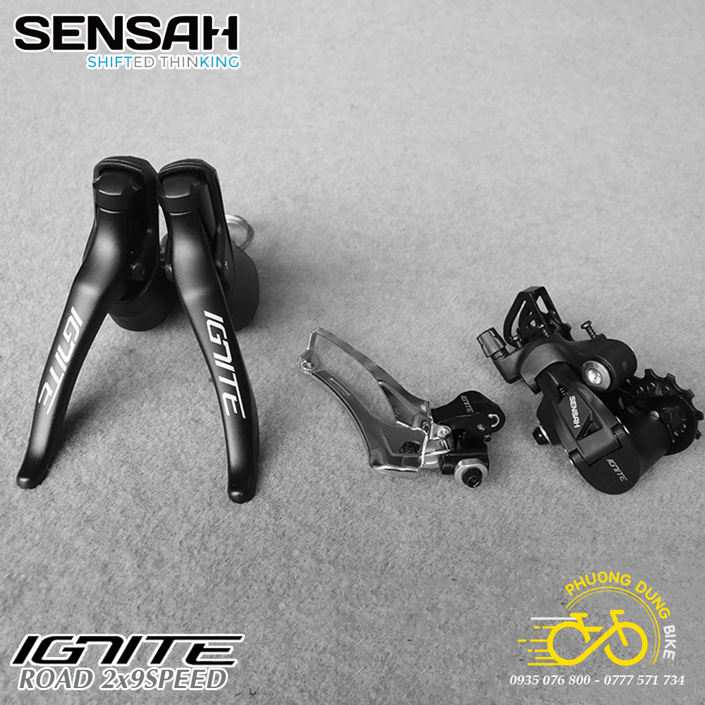 Groupset mini 3 món: tay đề lắc, củ đề, sang đĩa xe đạp sensah ignite 2x9 speed