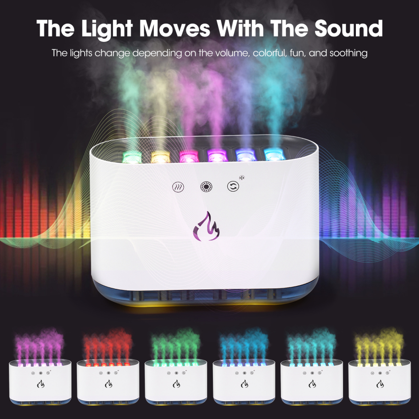 Flame Essential Oil Diffuser, 7 Colour Lights Aromatherapy Diffuser, 900ml Super Quiet Air Humidifier Waterless Auto-Off Night Light, Air Aroma Diffuser For Bedroom Office Travel Spa Home Decor