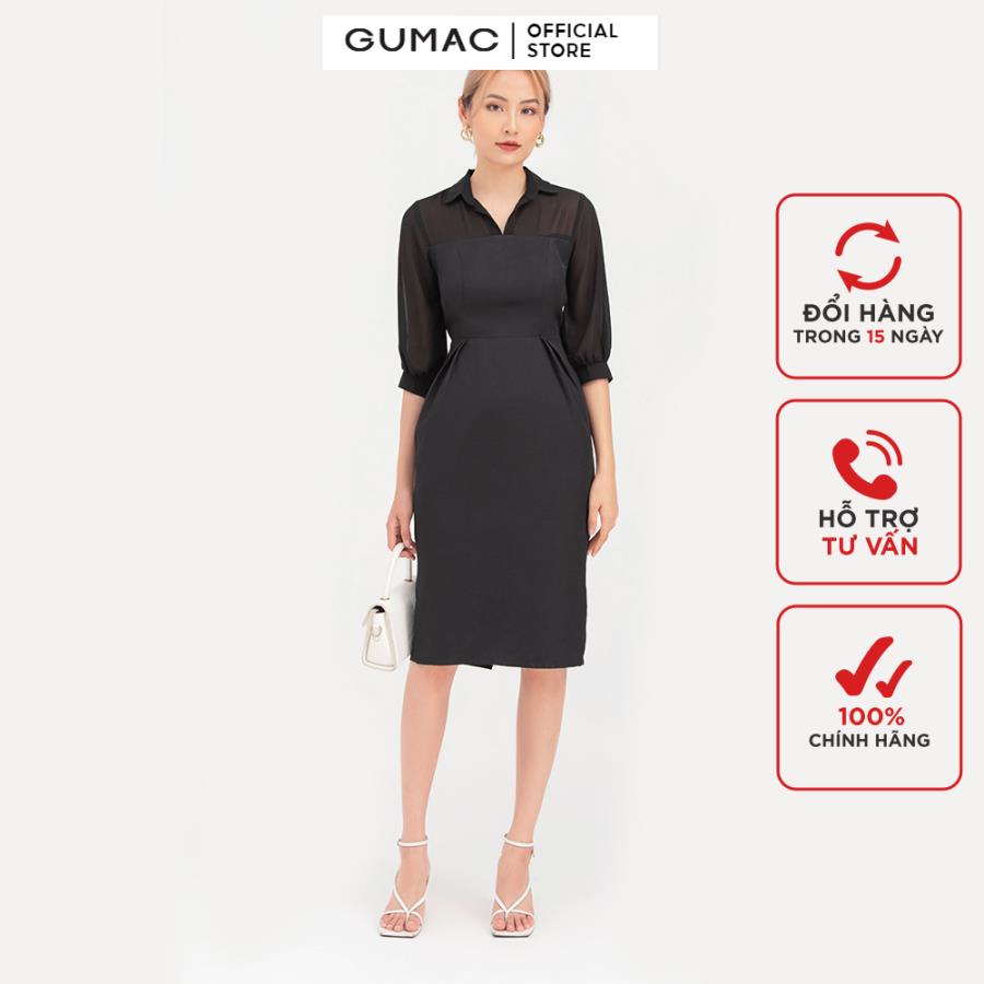 Đầm nữ  xếp ly eo  DB764 mẫu mới GUMAC