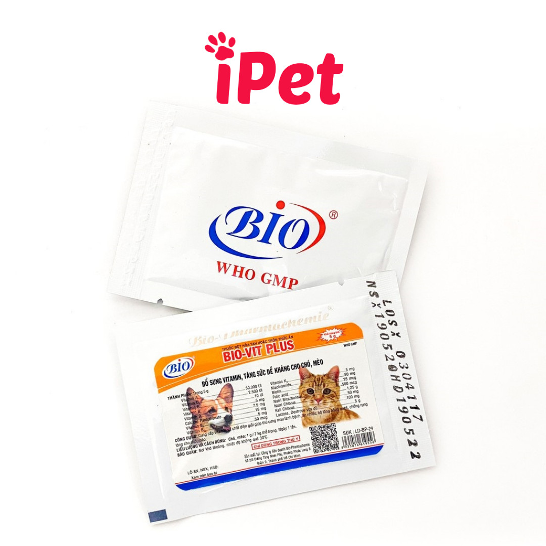 Bột Bổ Sung Vitamin Tăng Đề Kháng Cho Chó Mèo Bio-Vit 5g - iPet Shop