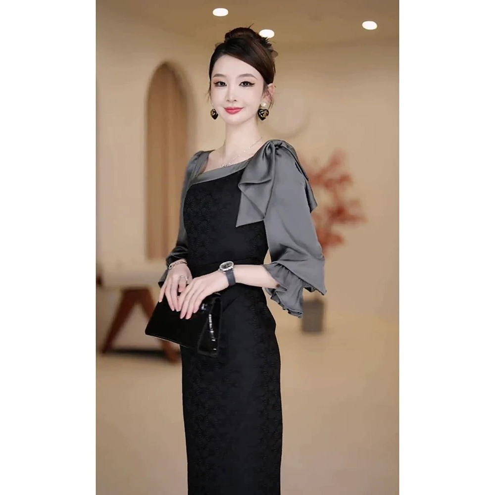 MIMI BigSize [50KG-100KG] Váy bigsize cổ lệch xẻ tà 362