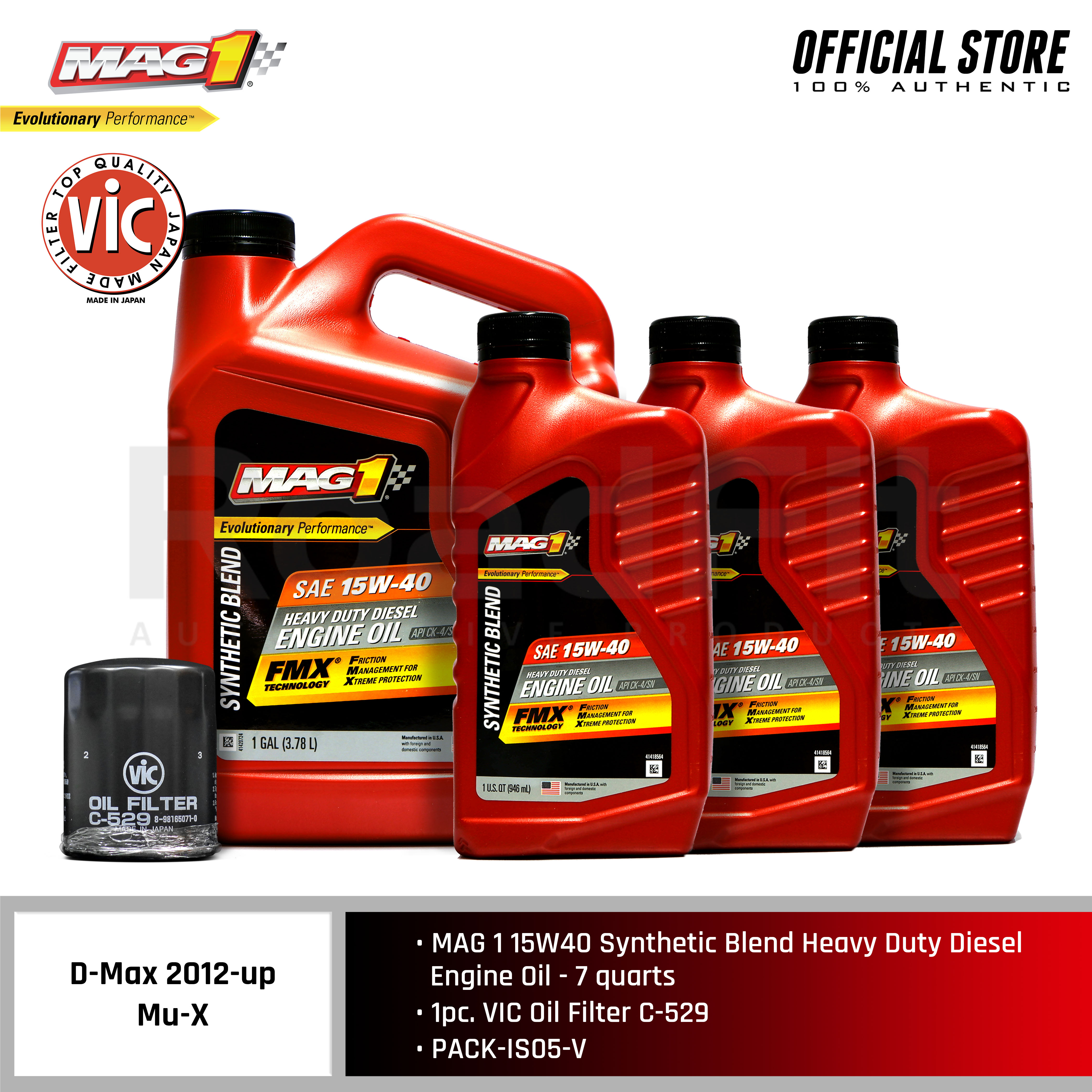 VIC Oil Filter C529 + MAG 1 15W40 All Fleet Synthetic Car Engine Oil