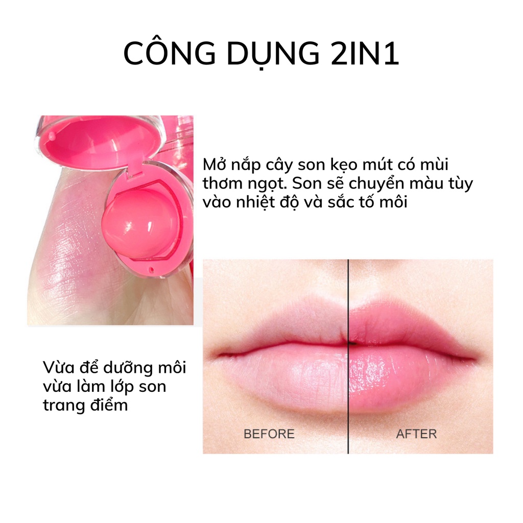 Son dưỡng kẹo mút hồng môi tự nhiên kiêm son bóng - Son dưỡng và tẩy tế bào chết môi LEYU