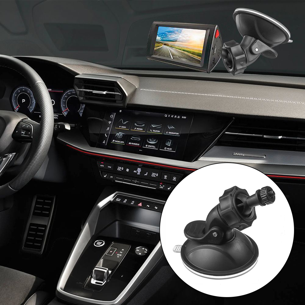 【Limited edition】 Car Mount Recorder Bracket Dash Cam Holder Camera Stand Suction Cup Black ABS Rotatable.