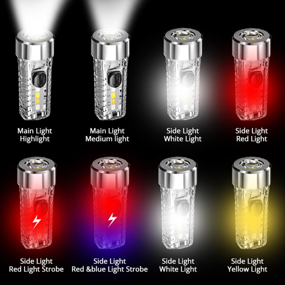 Đèn pin cầm tay siêu sáng móc treo đèn không thấm nước Mini Đèn Pin Cắm trại Có thể sạc qua USB 8 chế độ 3 bánh răng cho trường hợp khẩn cấp ngoài trời