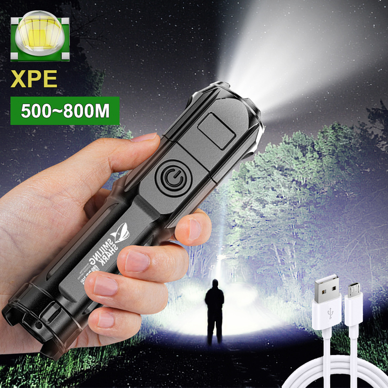 Portable Outdoor Flashlight Waterproof ABS Strong Lights/Night Fishing USB Rechargeable Flashlight/Home Durable Portable Small Flashlight