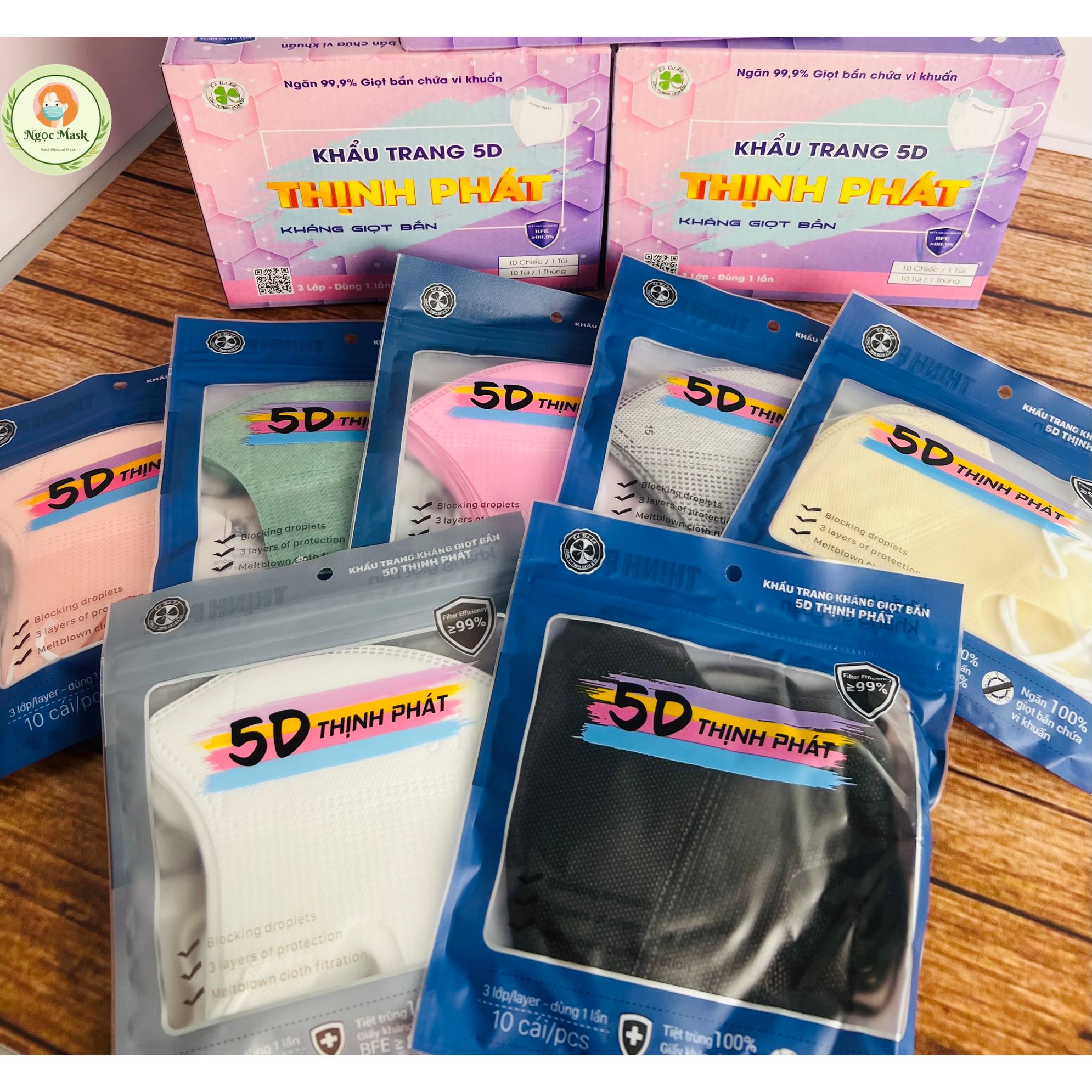 SET 100 CHIẾC KHẨU TRANG 5D THỊNH PHÁT