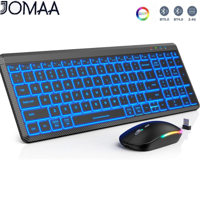 Joa Bluetooth + 2.4G Chuột và bàn phím không dây Backlit đa-thiết bị với số pad, cho Mac, Windows, iOS