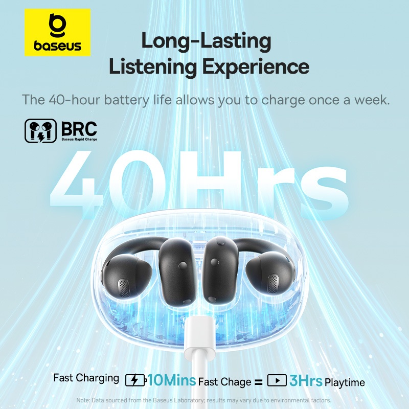 Baseus Bowie MC1 OL Open-Ear TWS Earbuds Sport Bone Conduction Earphone Earclip Waterproof Enhanced Bass Headphone Earring Long Battery Life. 