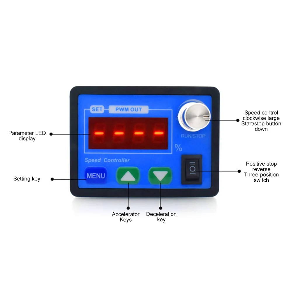 DC6-55V 12V 24V 36V 48V 20A DC Motor Controller PWM Adjustable Speed Digital Display Encoder Frequency 15KHZ For Brushless Motor