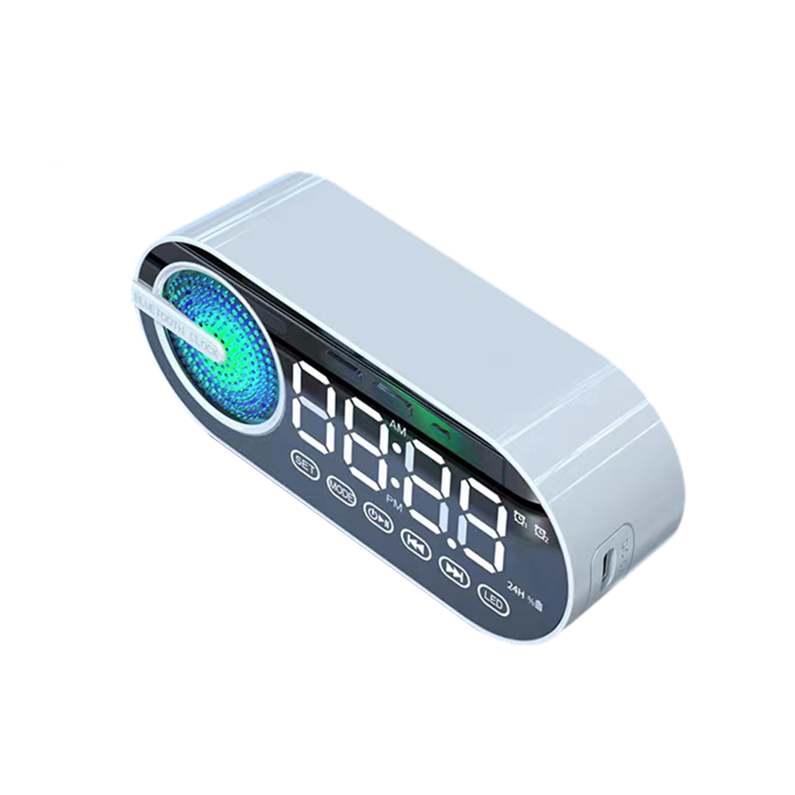 Wireless Speaker with Stereo Structure Speaker with Cool Colorful Lights Portable Wireless Speaker with Mirror Clock Immersive Sound Enhanced Bass Bluetooth 5.0 Speaker