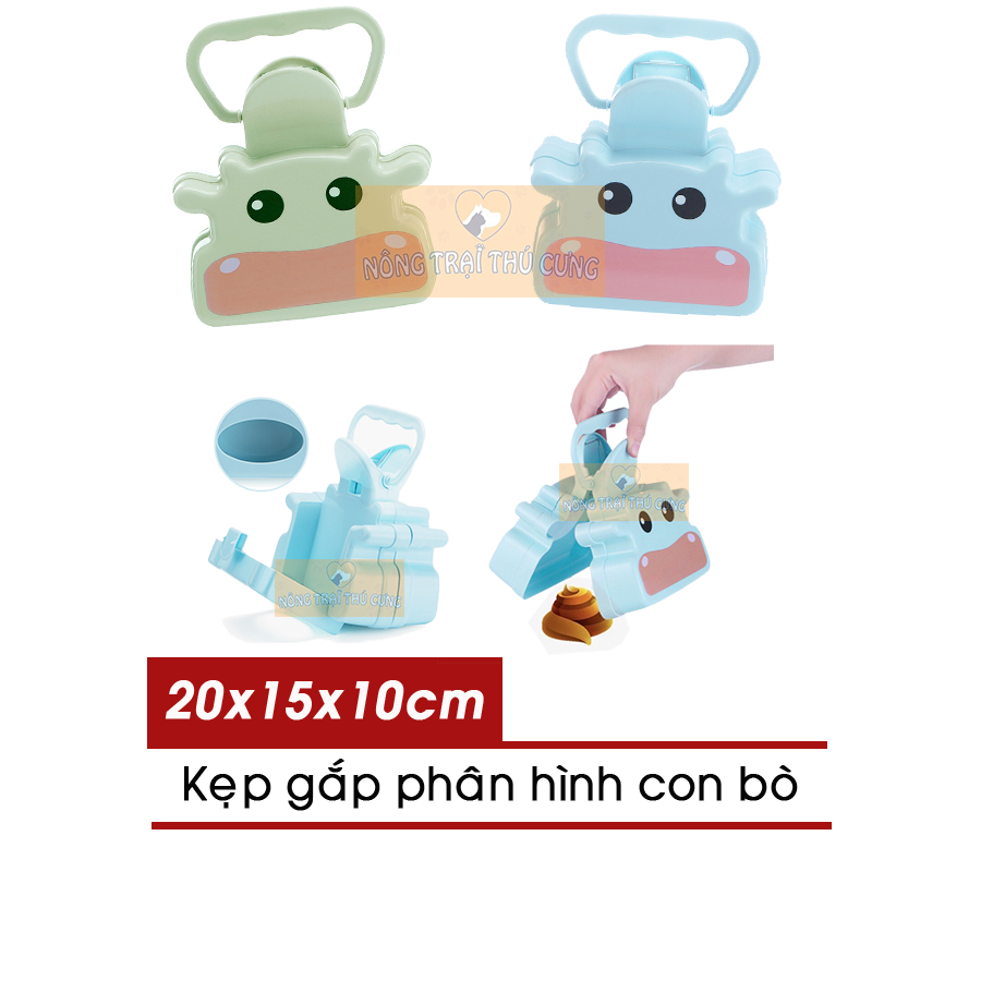 Kẹp gắp phân cho thú cưng - dụng cụ hốt phân chó mèo - hình bò sữa -
