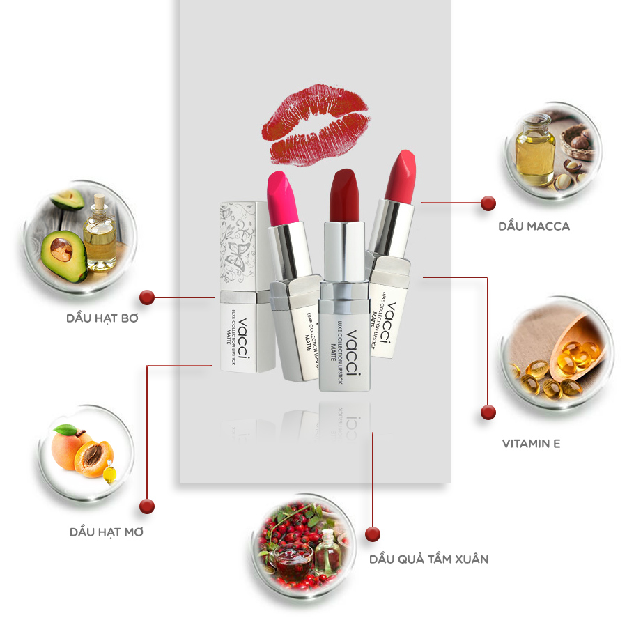 Son Lì Lâu Trôi Dưỡng Môi Cao Cấp Vacci Matte Lipstick