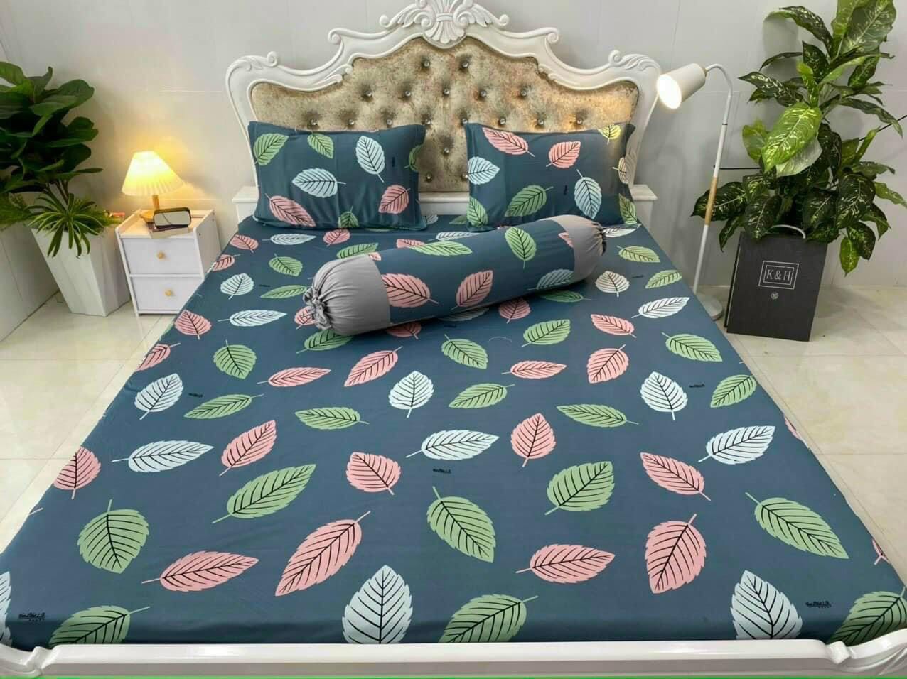 BỘ DRAP GA THUN HQ (LÁ PHỐI MỚI) CHẤT ĐẸP
