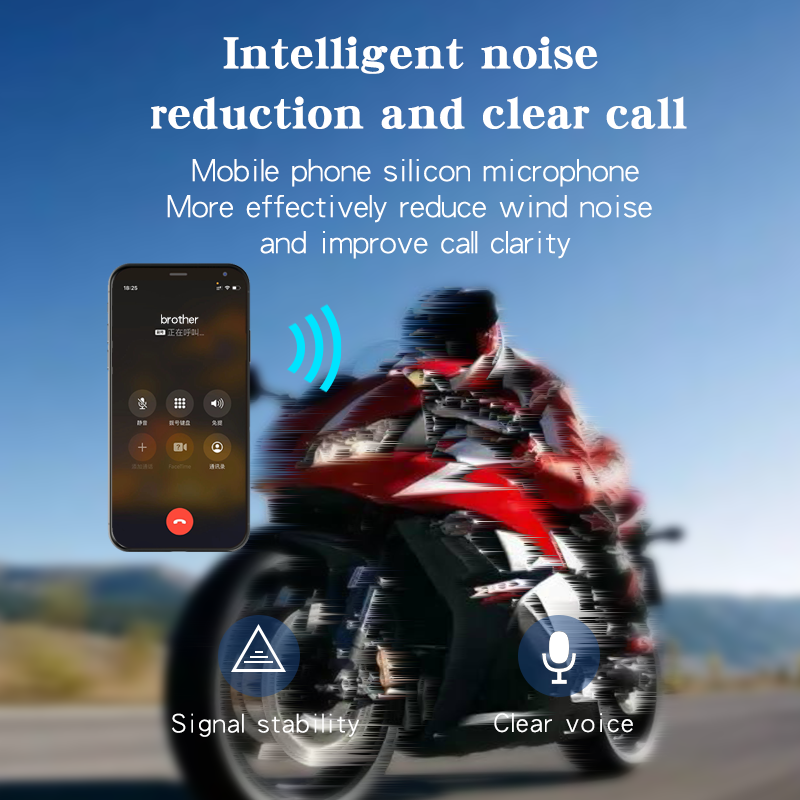 Motorcycle Bluetooth Headset X-15 Waterproof Noise Reduction  1200mAh Wireless Hands-free Automatic Answering with Ambient Lights Headphone