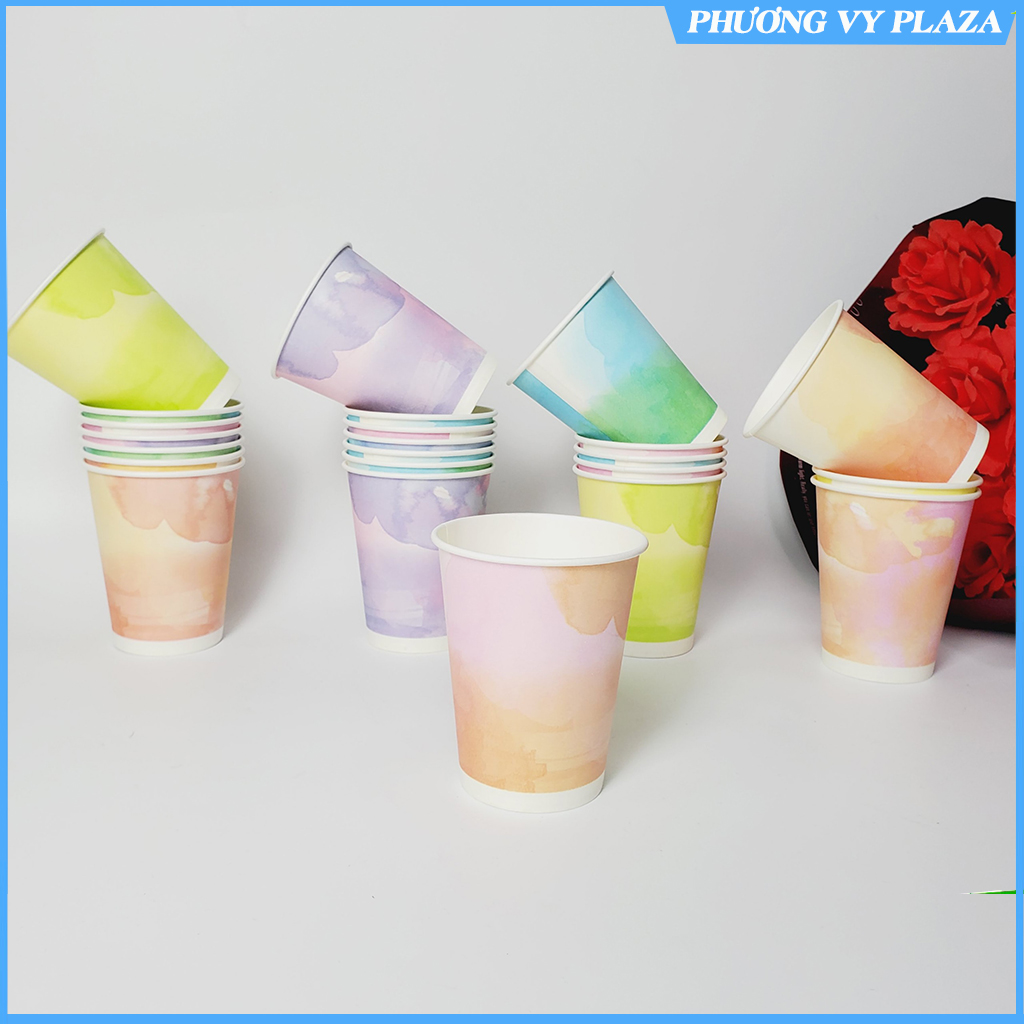 Set 50 chiếc cốc giấy cầu vồng 270ml siêu đẹp 9oz