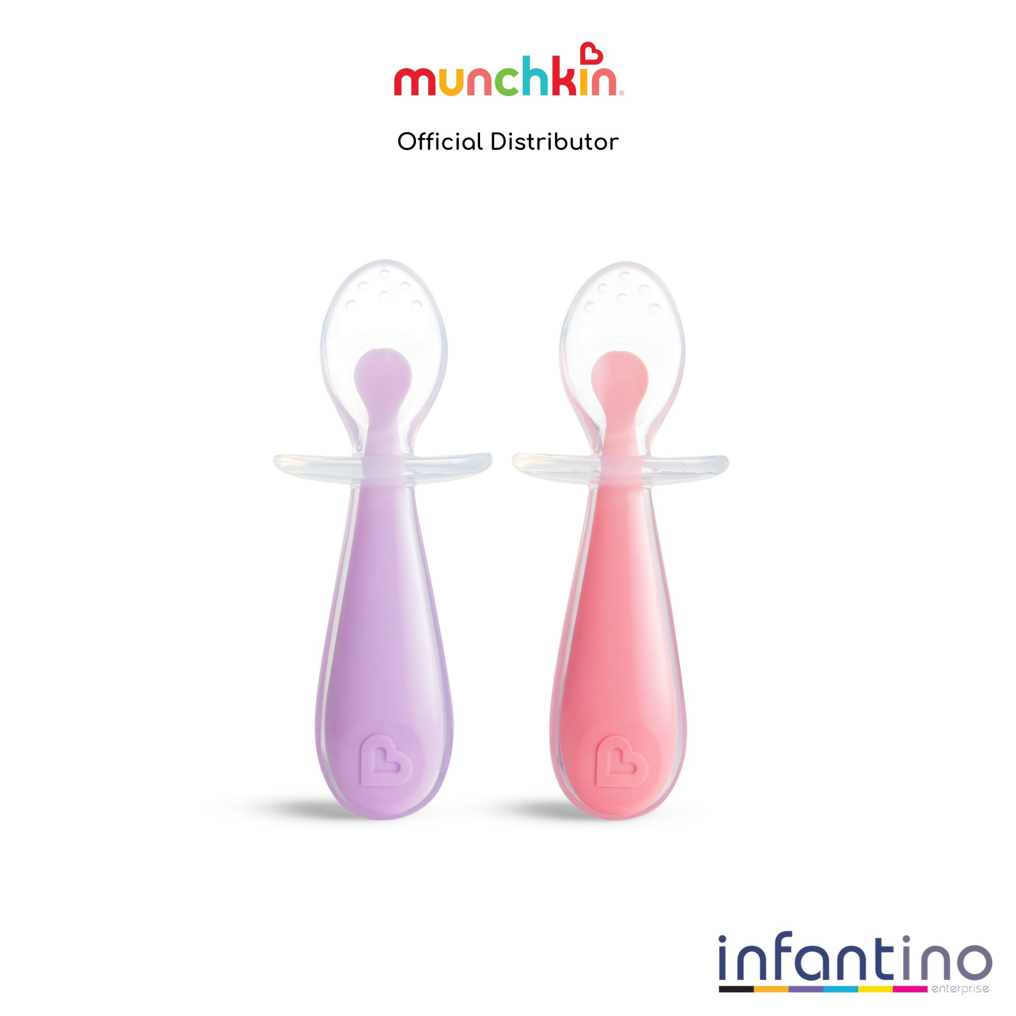 Munchkin Gentle Scoop Silicone Training Spoons, 2 Pack in Pink/Purple