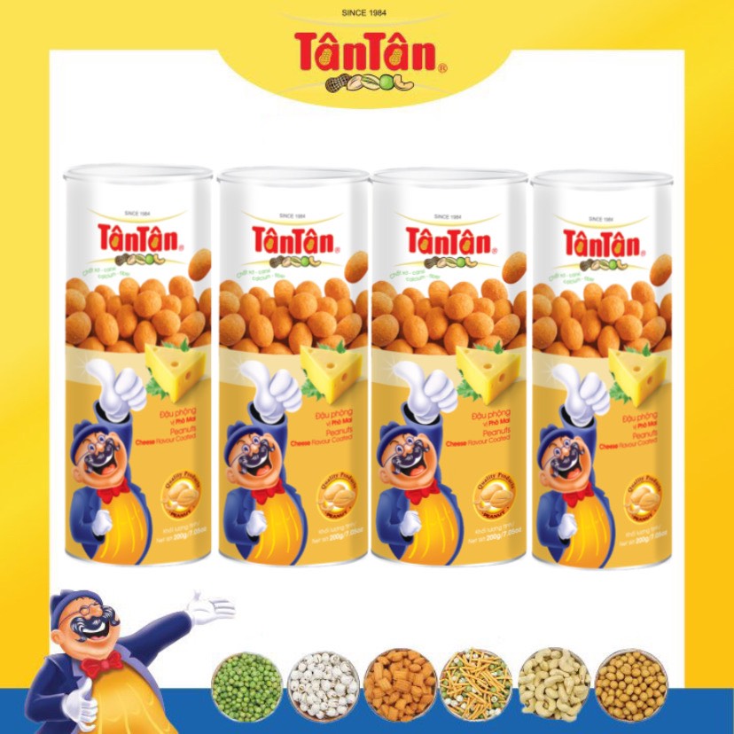 Combo 4 lon Đậu phộng vị Phô Mai Tân Tân 200g