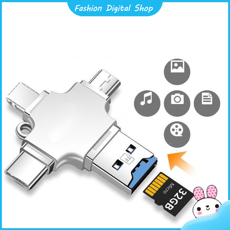 4 In 1 Card Reader Micro Card Adapter Usb 3.0 Micro Sd To Usb Card Reader Otg Adapter Compatible For Iphone