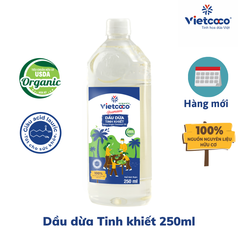 Dầu dừa tinh khiết Vietcoco chai Pet 250ml