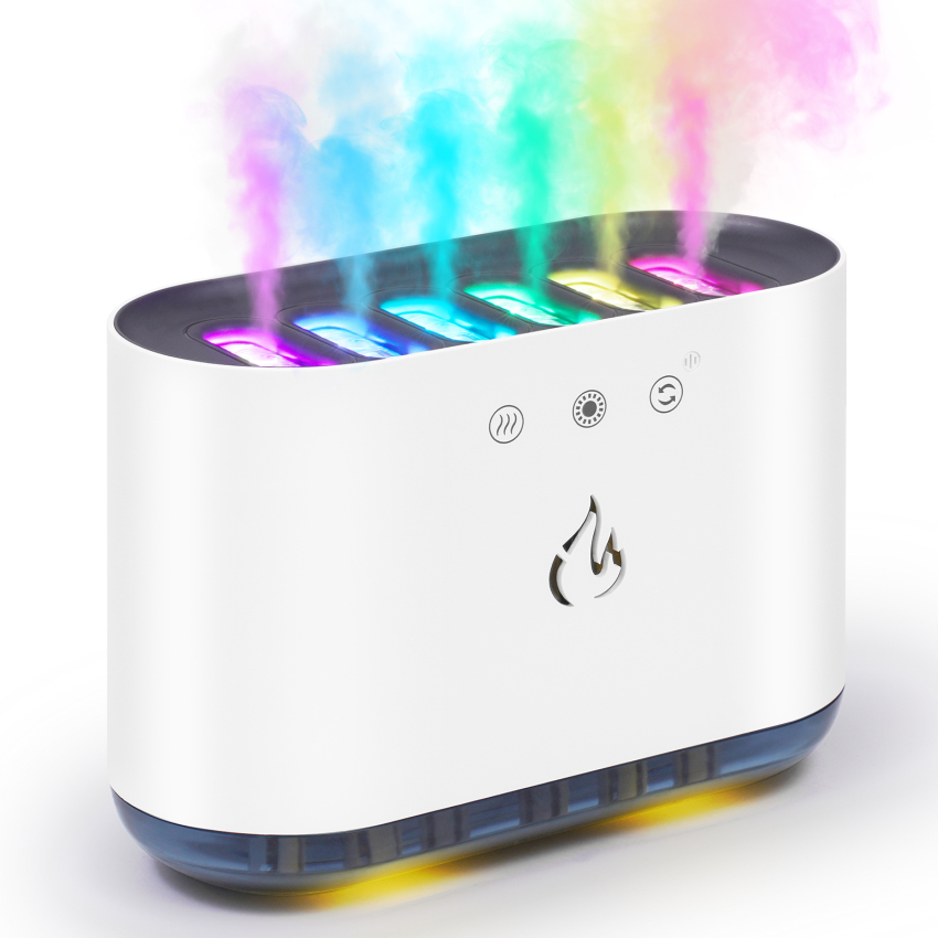 Flame Essential Oil Diffuser, 7 Colour Lights Aromatherapy Diffuser, 900ml Super Quiet Air Humidifier Waterless Auto-Off Night Light, Air Aroma Diffuser For Bedroom Office Travel Spa Home Decor