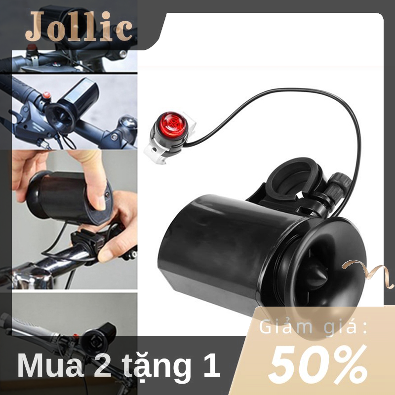Jollic Còi xe đạp điện tử loa màu đen 6 Chuông Xe Đạp âm thanh lớn siêu còi báo động