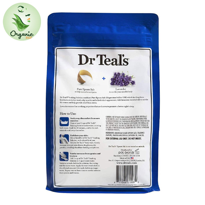 Muối tắm Epsom salt hương lavender Dr Teal's tẩy tế bào chết 1.36kg