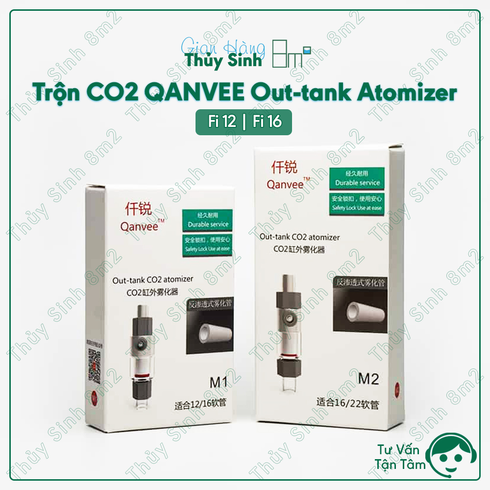 Trộn co2 qanvee out-tank atomizer cho hồ thủy sinh - 8m2
