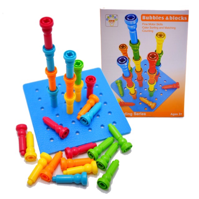 Bubbles & Blocks/ Pegs Board Building Series Stacking Puzzle ...