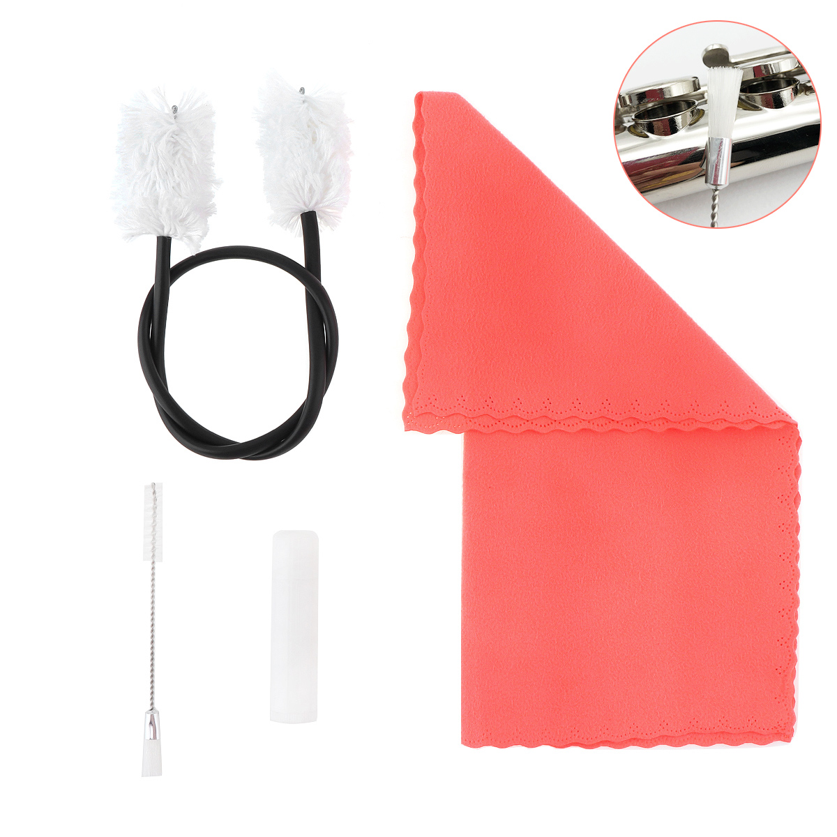 4pcs/set Flute Clarinet Cleaning Tools Kit with Tube Inner Sound Hole Brush Cork