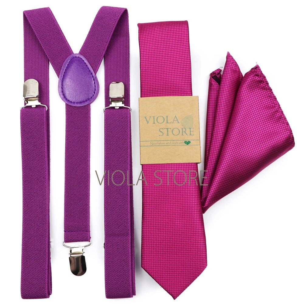 Men Women Wine-Red 2.5cm Suspender Tie Set 6cm Narrow Necktie Y