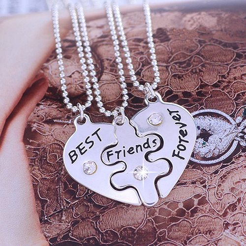 3Pcs Women's Best Friends Forever Heart Shape Jewelry Friendship