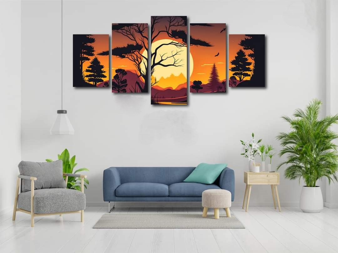 5Pcs In 1 Set Wall Canvas printing code# | Daraz.com.bd