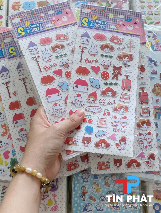 Sticker nổi trang trí sổ vở, bình nước