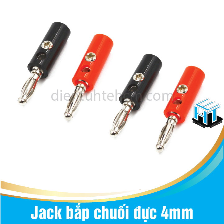 Combo 2 cặp jack bắp chuối đực 4mm đen đỏ