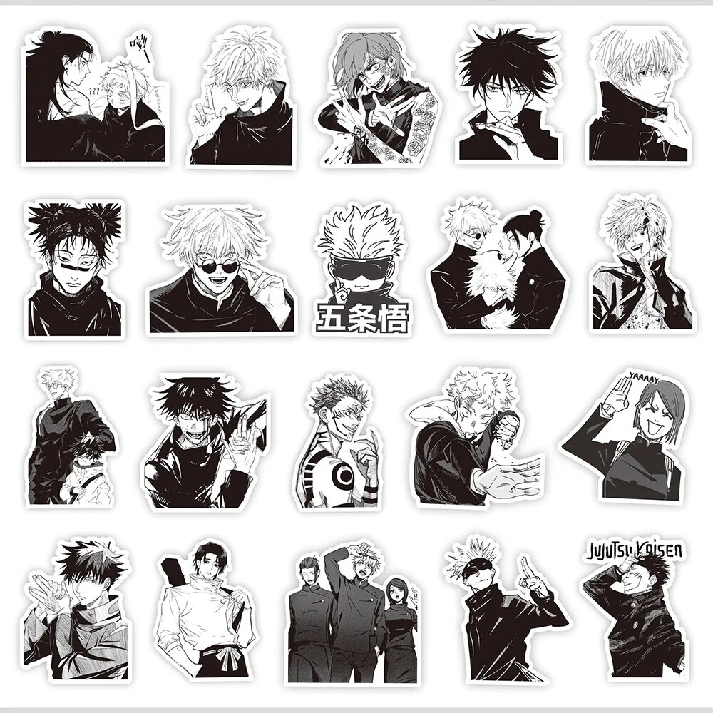 10/30/60%20s%20Jujutsu%20Kaisen%20Anime%20Stickers%20Black%20White%20Cartoon%20Decals%20DIY%20Decoration%20Scrapbooking%20Laptop%20Phone%20Stationery%20Kid%20Toy%20-%20Image%203
