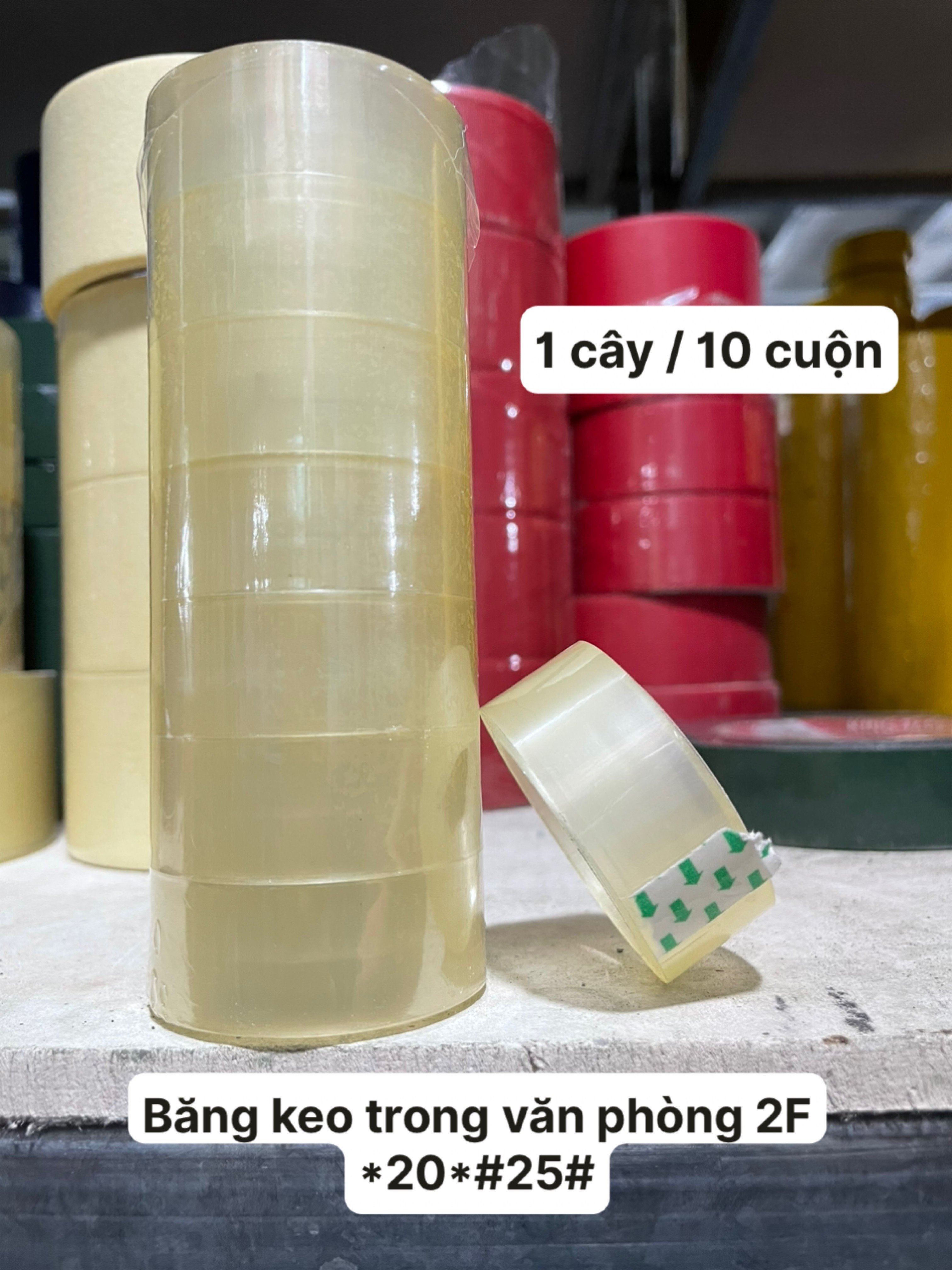 10 cuộn Băng Keo Trong Văn Phòng 2F