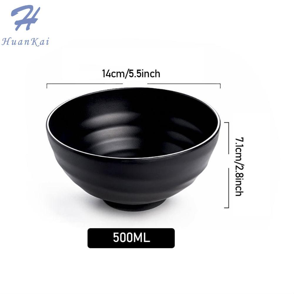 Japanese Style Melamine Beef Ramen Bowl Fast Food Tableware Black Frosted Noodles Soup Bowl Spoon Dinnerware Kitchen Accessories