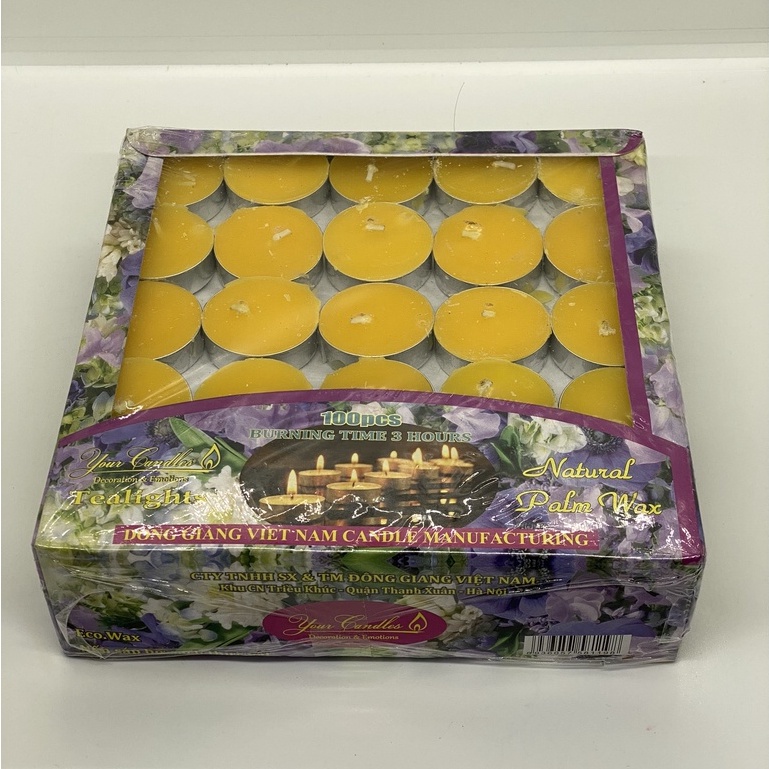 nến bơ sạch tealight 100 viên cháy 2h