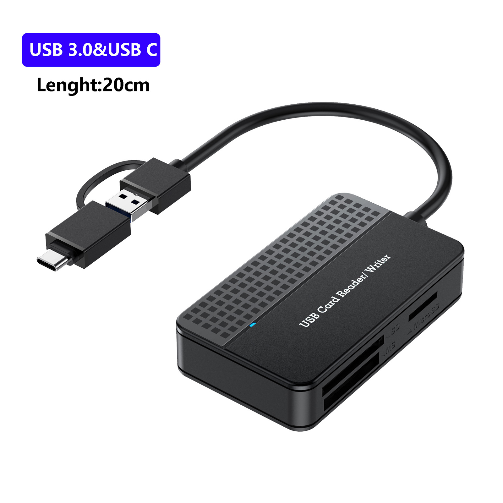 kangshaibi Plug and Play Card Reader Usb 3.0 Cf Card Reader High-speed Usb 3.0 Type C 4-in-1 Camera Card Reader Plug and Play Memory Card Adapter for Laptops Supports Sd Tf Cf Ms Cards