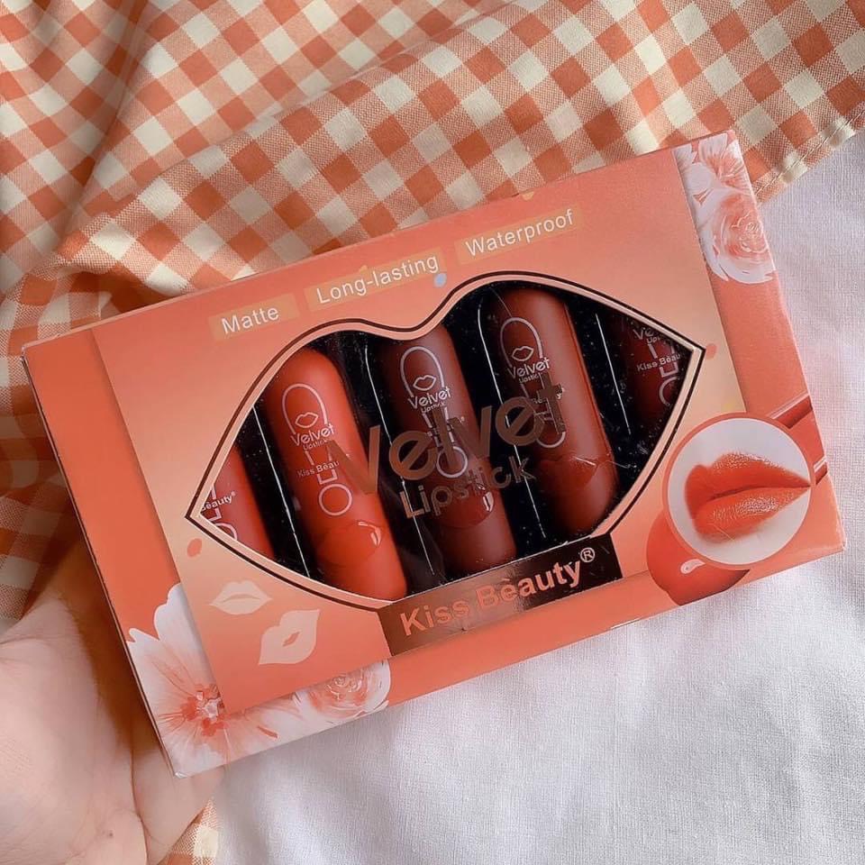 Son Set 5 cây Velvet Kiss Beauty lipstick
